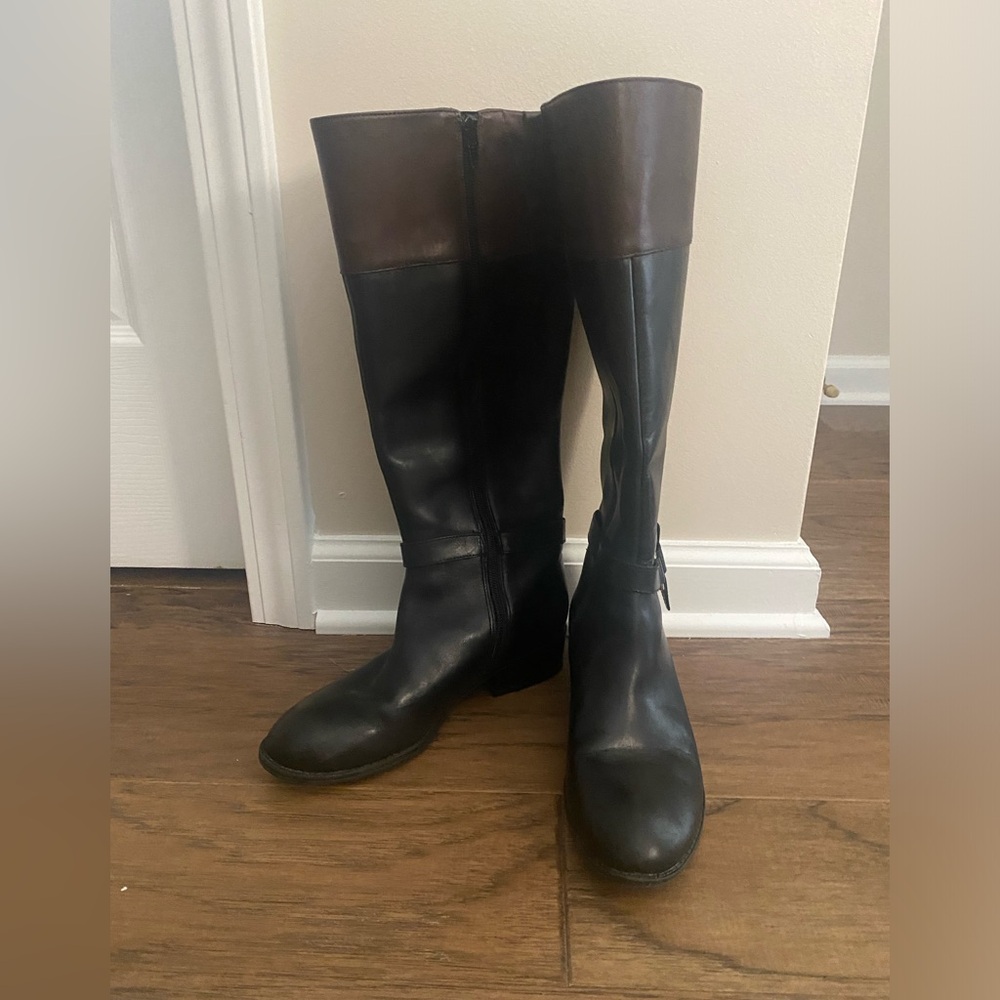 LAUREN RALPH LAUREN Leather Riding Boots Size 6 Black Brown - Picture 7 of 8
